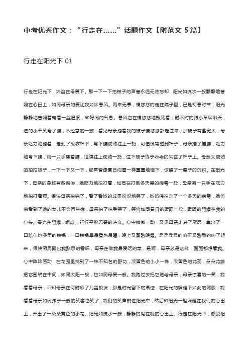 中考优秀作文：“行走在……”话题作文【附范文5篇】