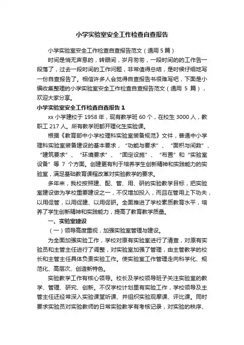 小学实验室安全工作检查自查报告范文（通用5篇）