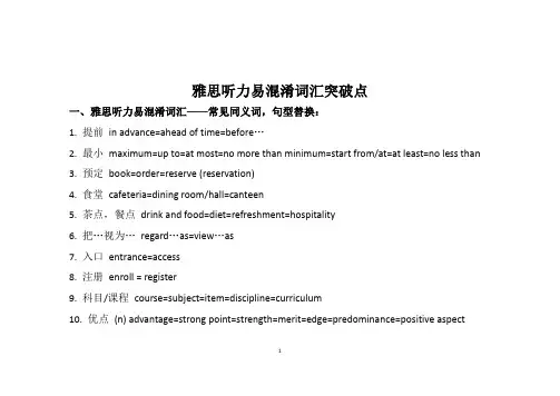 雅思听力易混淆词汇突破点