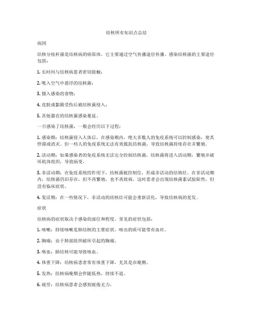 结核所有知识点总结