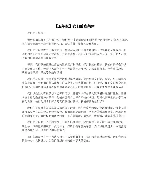 【五年级】我们的班集体