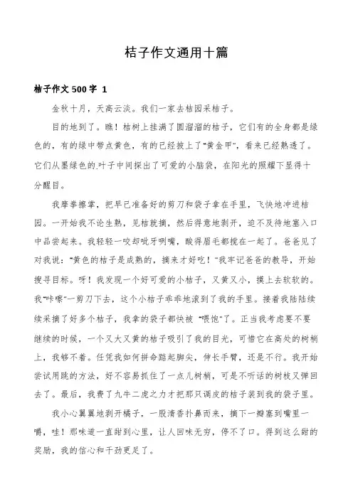 桔子作文通用十篇