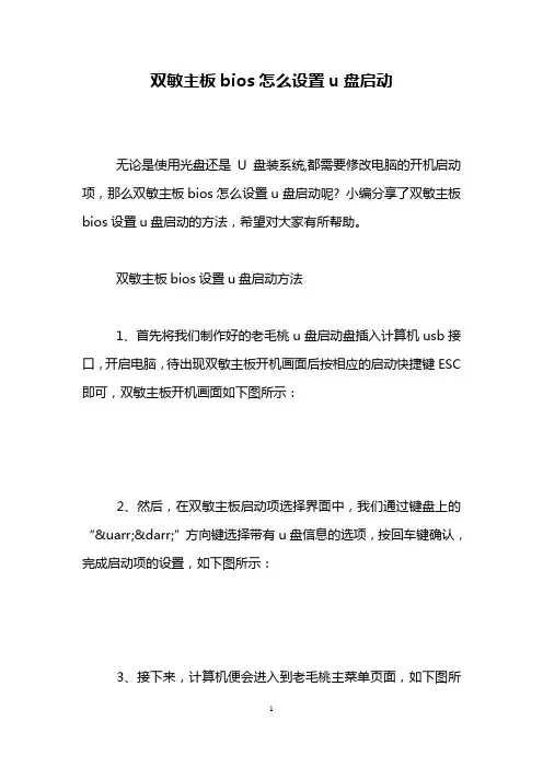双敏主板bios怎么设置u盘启动