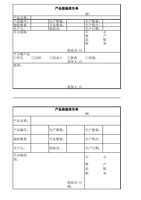 产品检验报告单模板