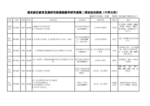 第2周教研活动安排表(中学文科)