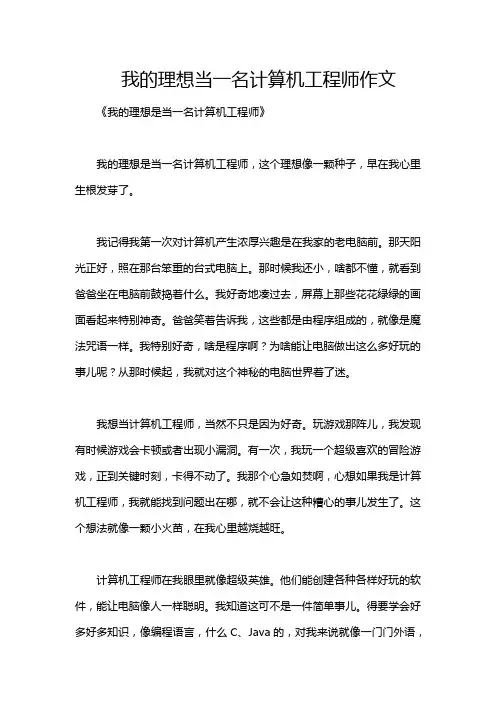 我的理想当一名计算机工程师作文