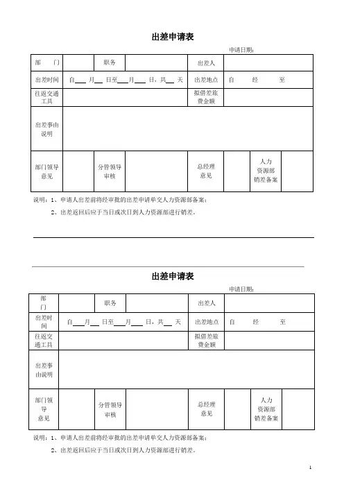 出差申请单