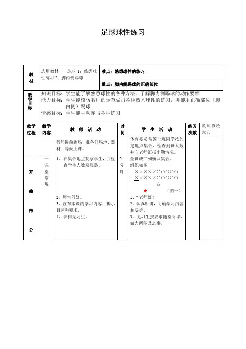 足球球性练习公开课教案1