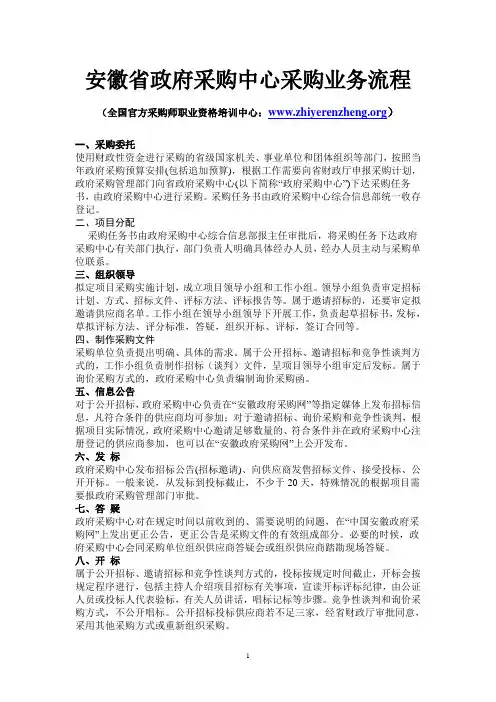 安徽省政府采购中心采购业务流程