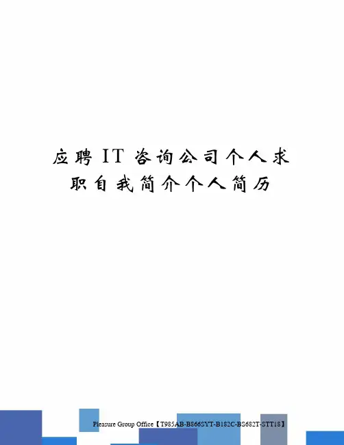应聘IT咨询公司个人求职自我简介个人简历(终审稿)
