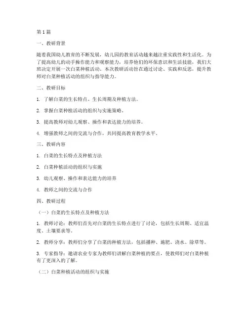 大班白菜种植教研记录(3篇)