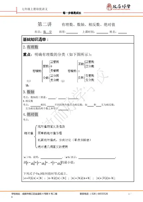 有理数、相反数、绝对值及有理数混合运算