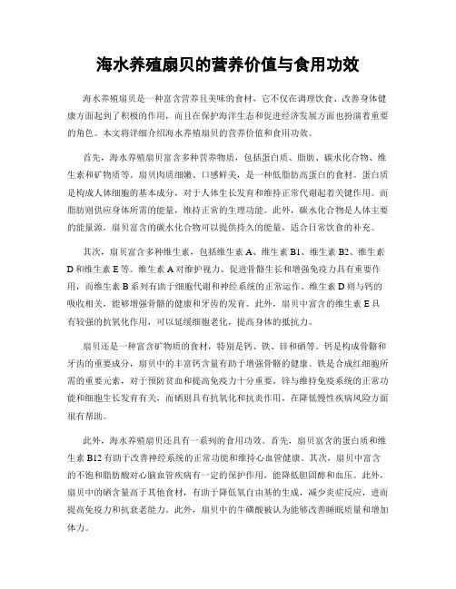 海水养殖扇贝的营养价值与食用功效