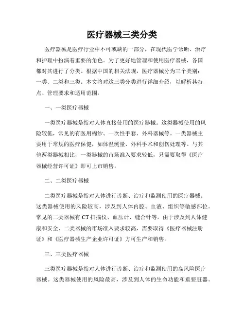 医疗器械三类分类