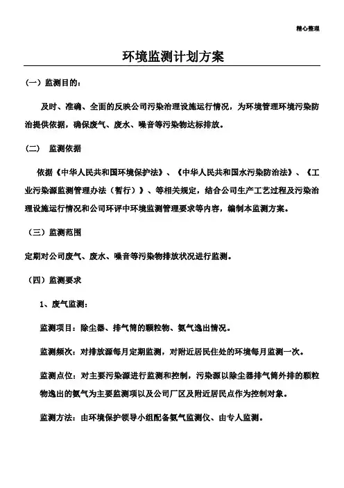环境监测计划方案