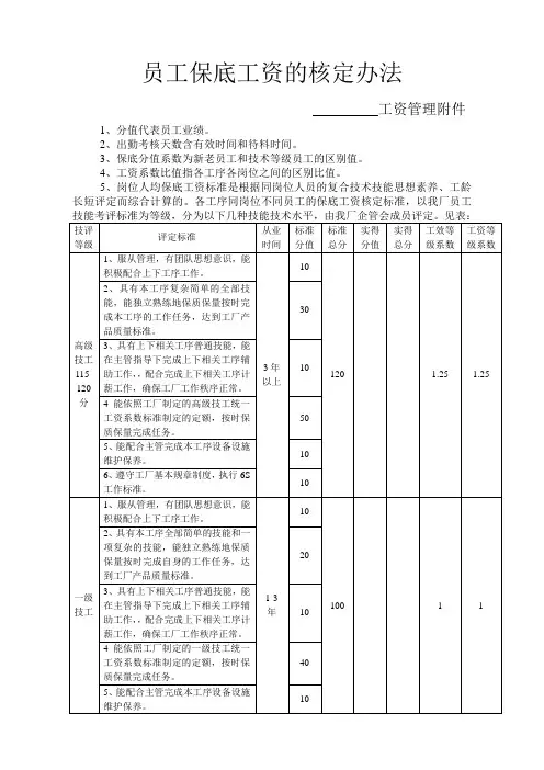 员工保底工资的核定办法
