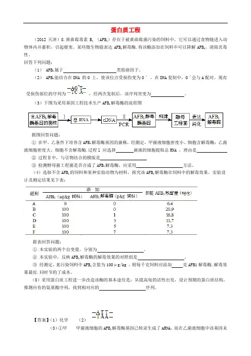 6年高考生物真题按知识点分类汇编 蛋白质工程