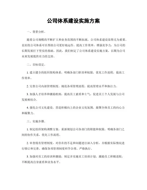 公司体系建设实施方案