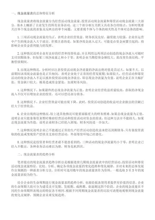 现金流量表分析方法