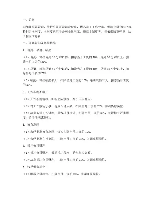 公司管理制度惩罚