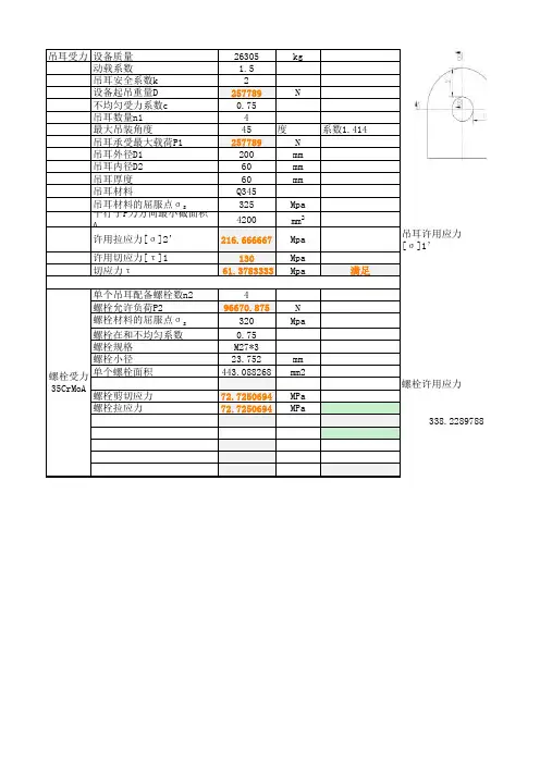 吊耳及螺栓强度计算