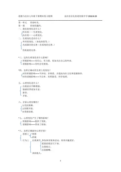 道德与法治七下期末复习提纲