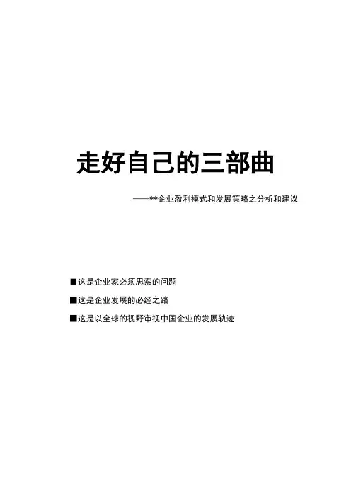三部曲企业发展战略及盈利模式分析