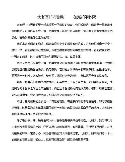 大班科学活动——磁铁的秘密