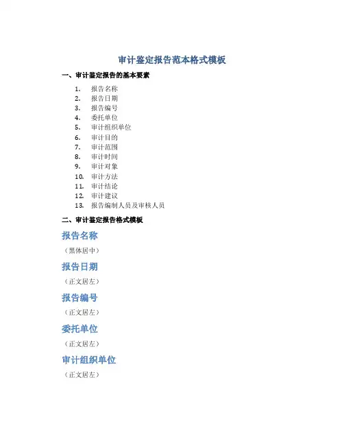 审计鉴定报告范本格式模板