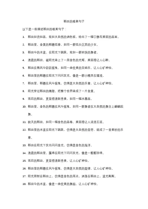 稻田的唯美句子