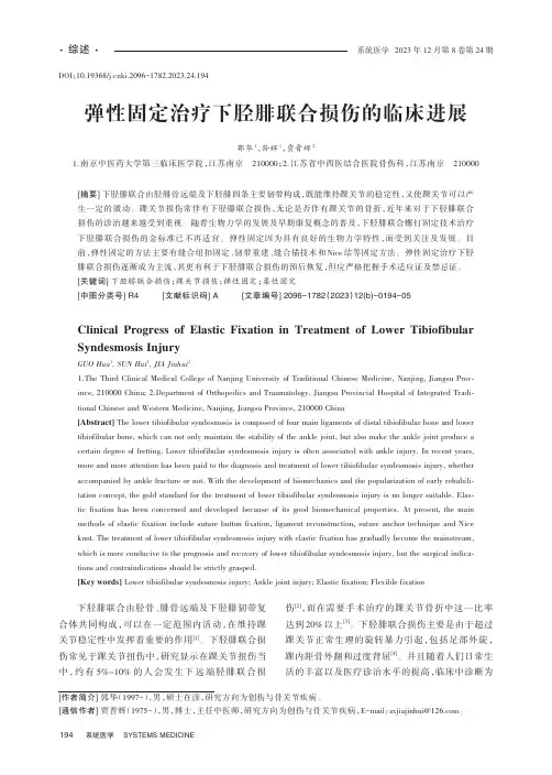 弹性固定治疗下胫腓联合损伤的临床进展