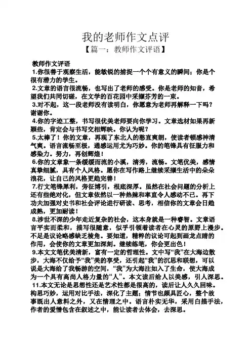 我的老师作文点评