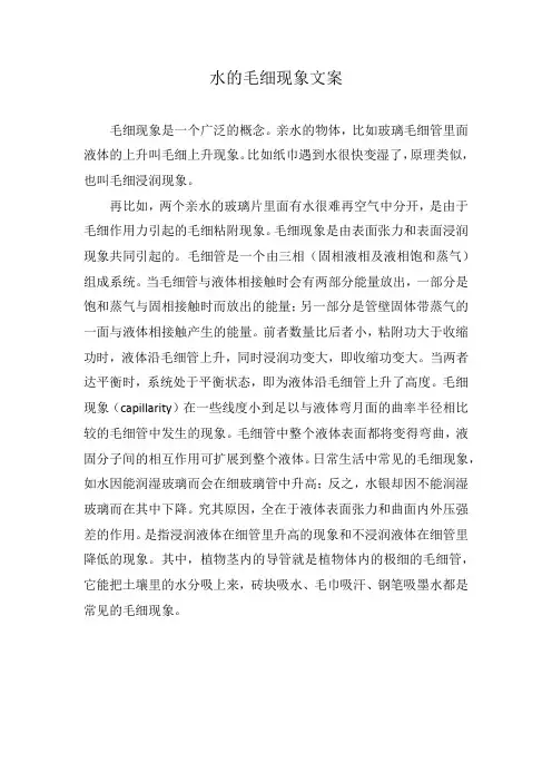 水的毛细现象文案