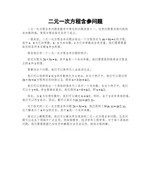二元一次方程含参问题