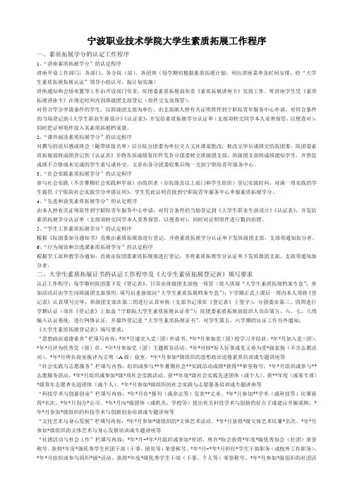 宁波职业技术学院大学生素质拓展工作程序