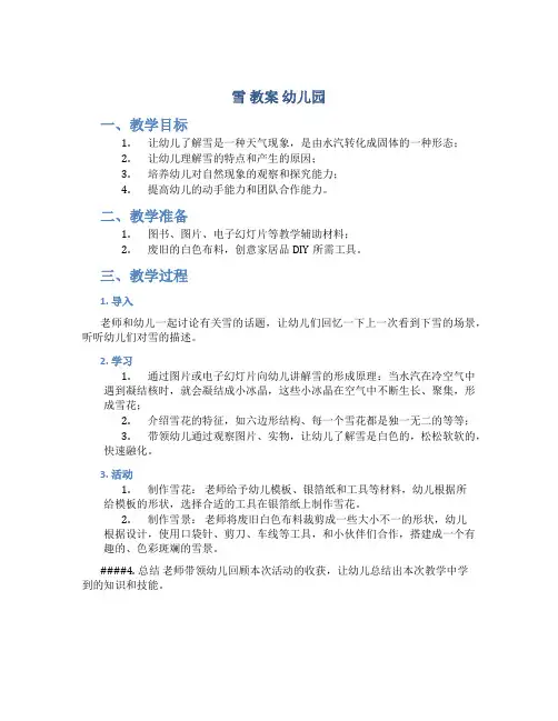 雪 教案 幼儿园
