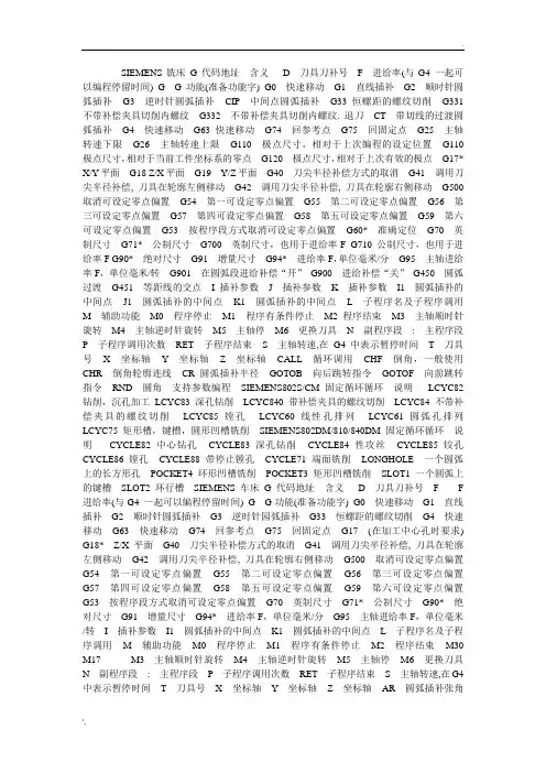 西门子数控编程指令代码