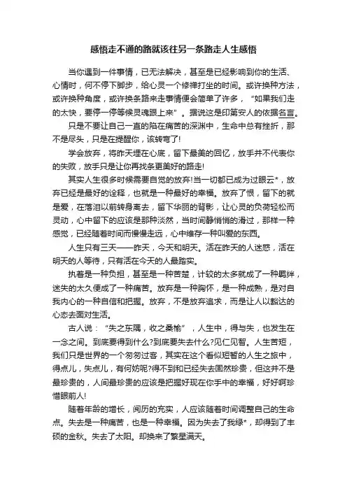 感悟走不通的路就该往另一条路走人生感悟