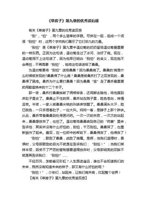 《草房子》第九章的优秀读后感