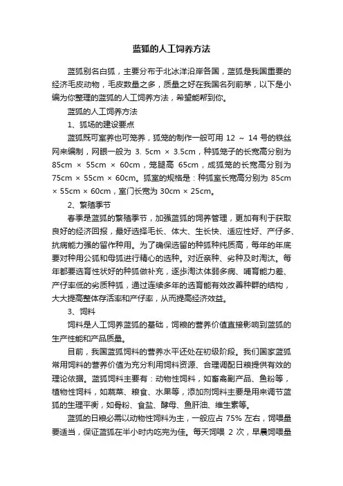 蓝狐的人工饲养方法