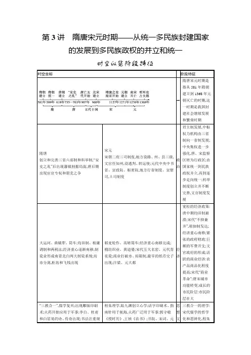 新高考历史二轮总复习学案第3讲隋唐宋元时期从统一多民族封建国家的发展到多民族政权的并立和统一