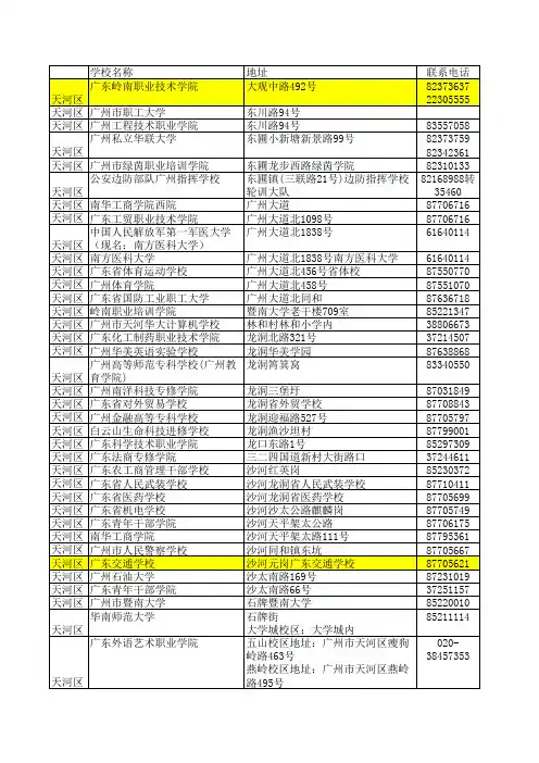广州高校名单