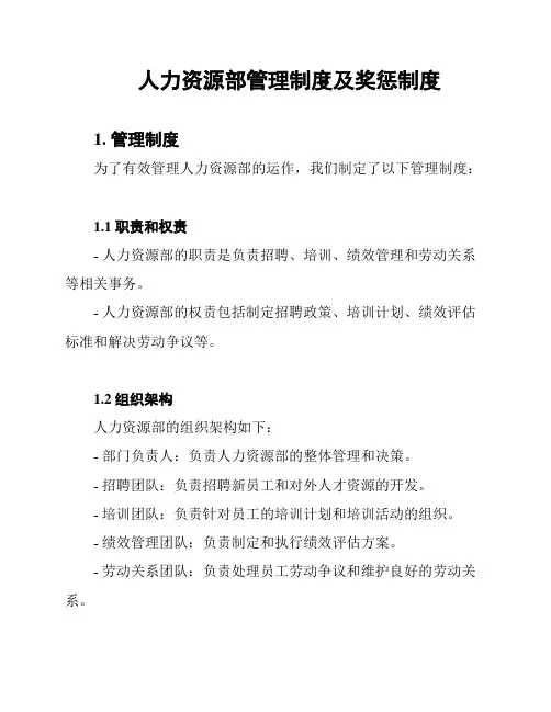 人力资源部管理制度及奖惩制度
