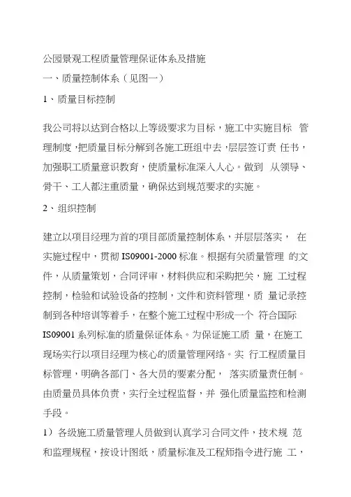 公园景观工程质量管理保证体系及措施