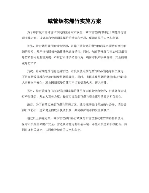 城管烟花爆竹实施方案