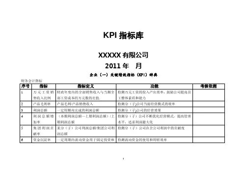 KPI考核指标库