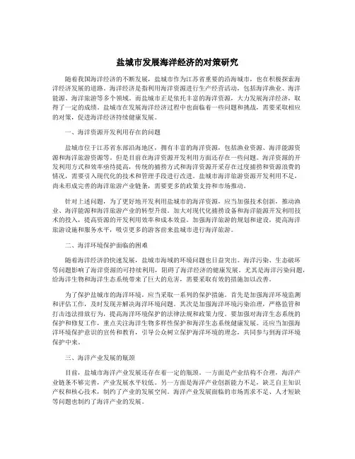 盐城市发展海洋经济的对策研究