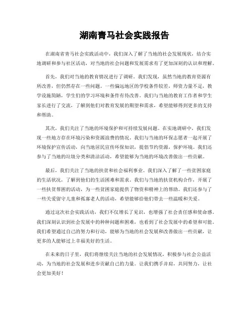 湖南青马社会实践报告