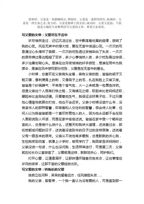 散文：写父爱的文章精选3篇