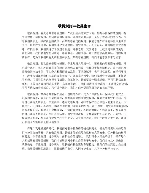 敬畏规则=敬畏生命